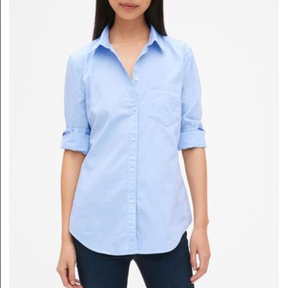 NWT GAP Blue Fitted Boyfriend Oxford Shirt, S